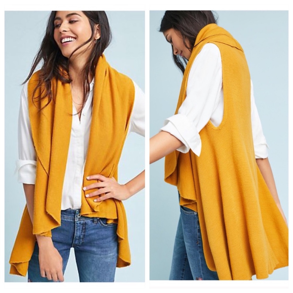 - Anthropologie Mustard Sweater Vest Size Large